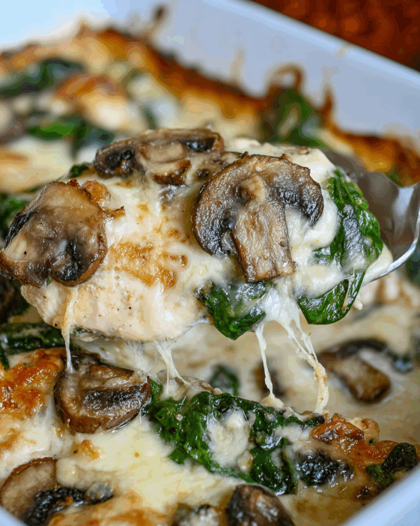 Cheesy Chicken Spinach and Mushroom Bake 2