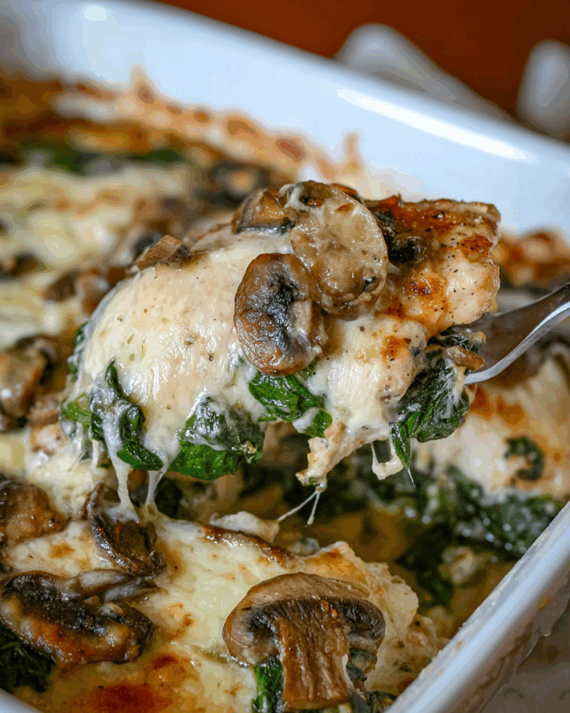 Cheesy Chicken Spinach and Mushroom Bake 3