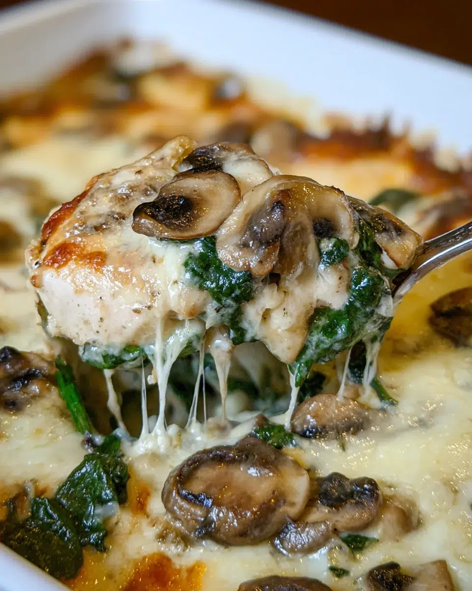 Cheesy Chicken, Spinach, and Mushroom Bake Recipe You'll Love!