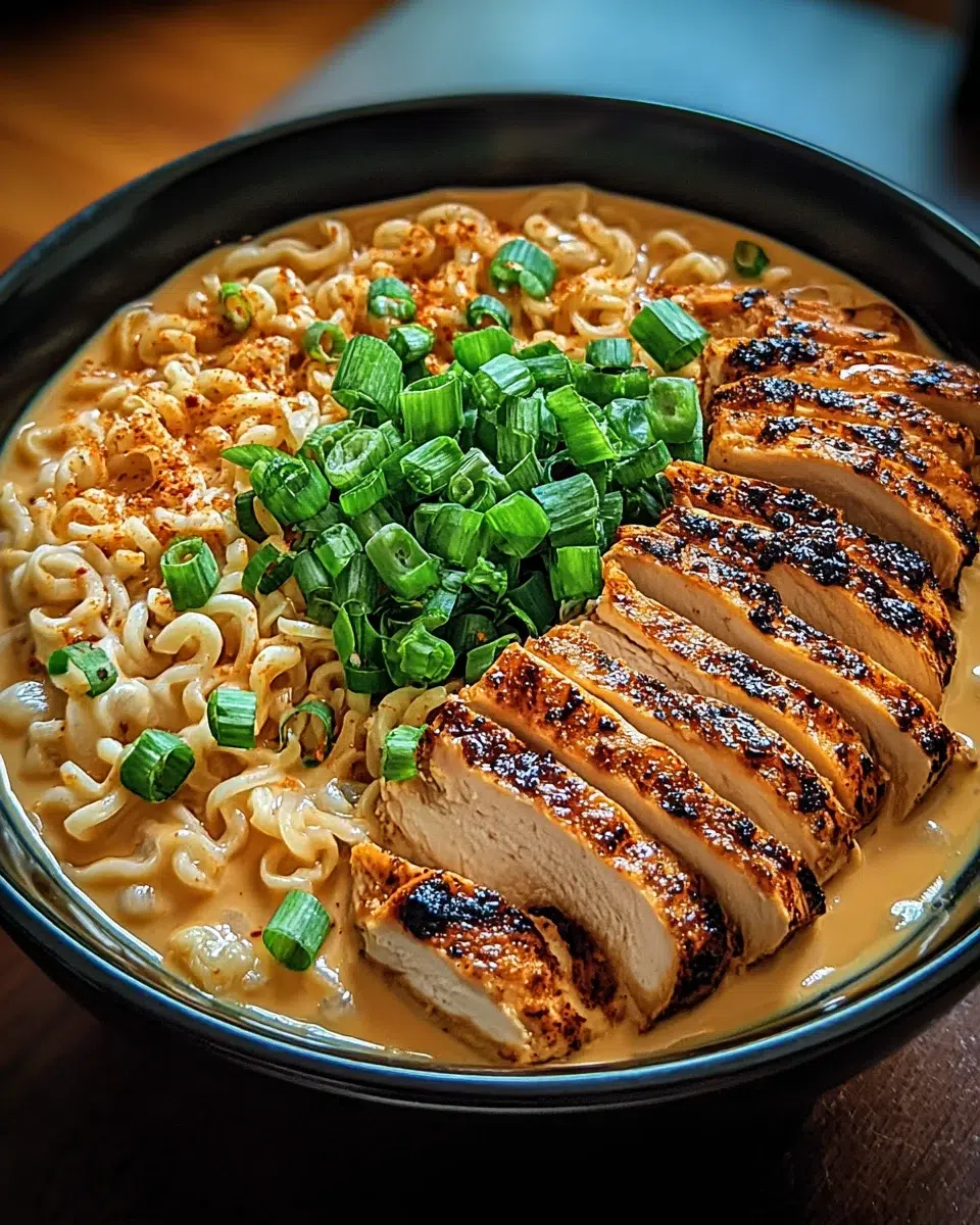 Fiery Chicken Ramen with Creamy Garlic Sauce Awaits You!