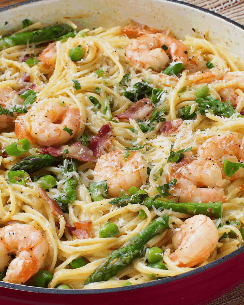 One Pan Shrimp and Asparagus Carbonara 2