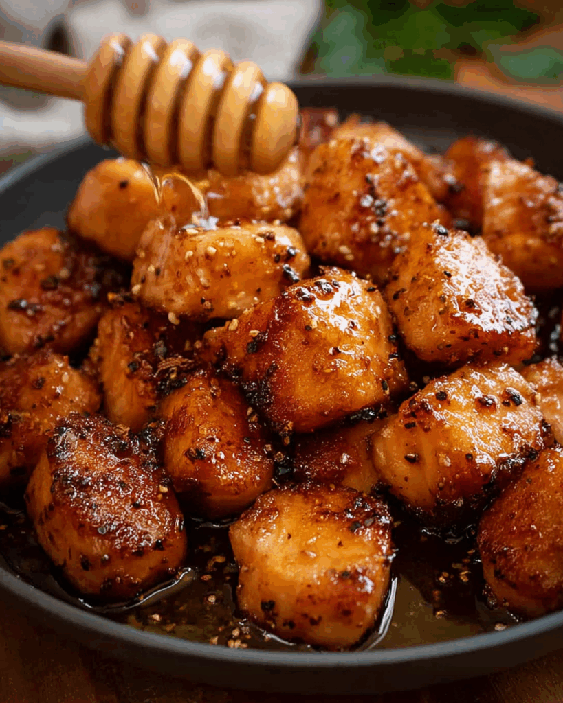 Sweet and Spicy Hot Honey Salmon Bites