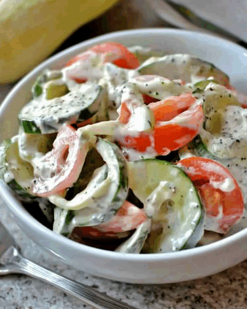 Creamy Cucumber Tomato Salad