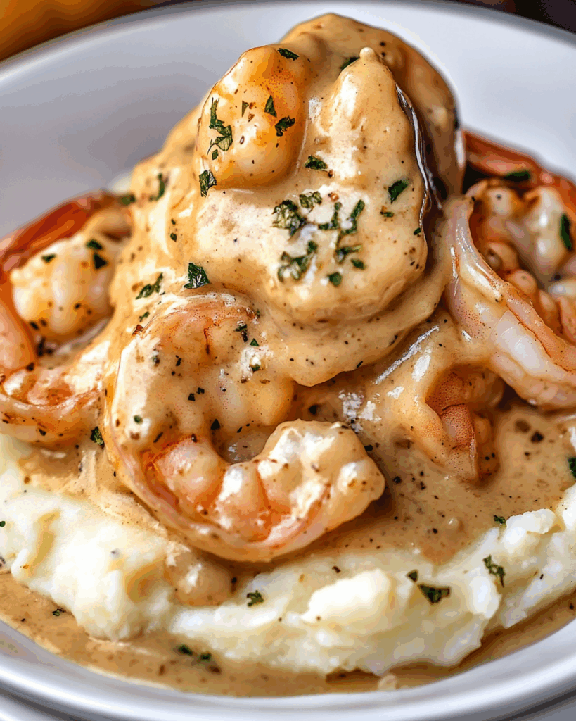 Creamy Garlic Shrimp Over Mashed Potatoes 2