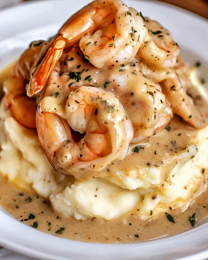 Creamy Garlic Shrimp Over Mashed Potatoes 3