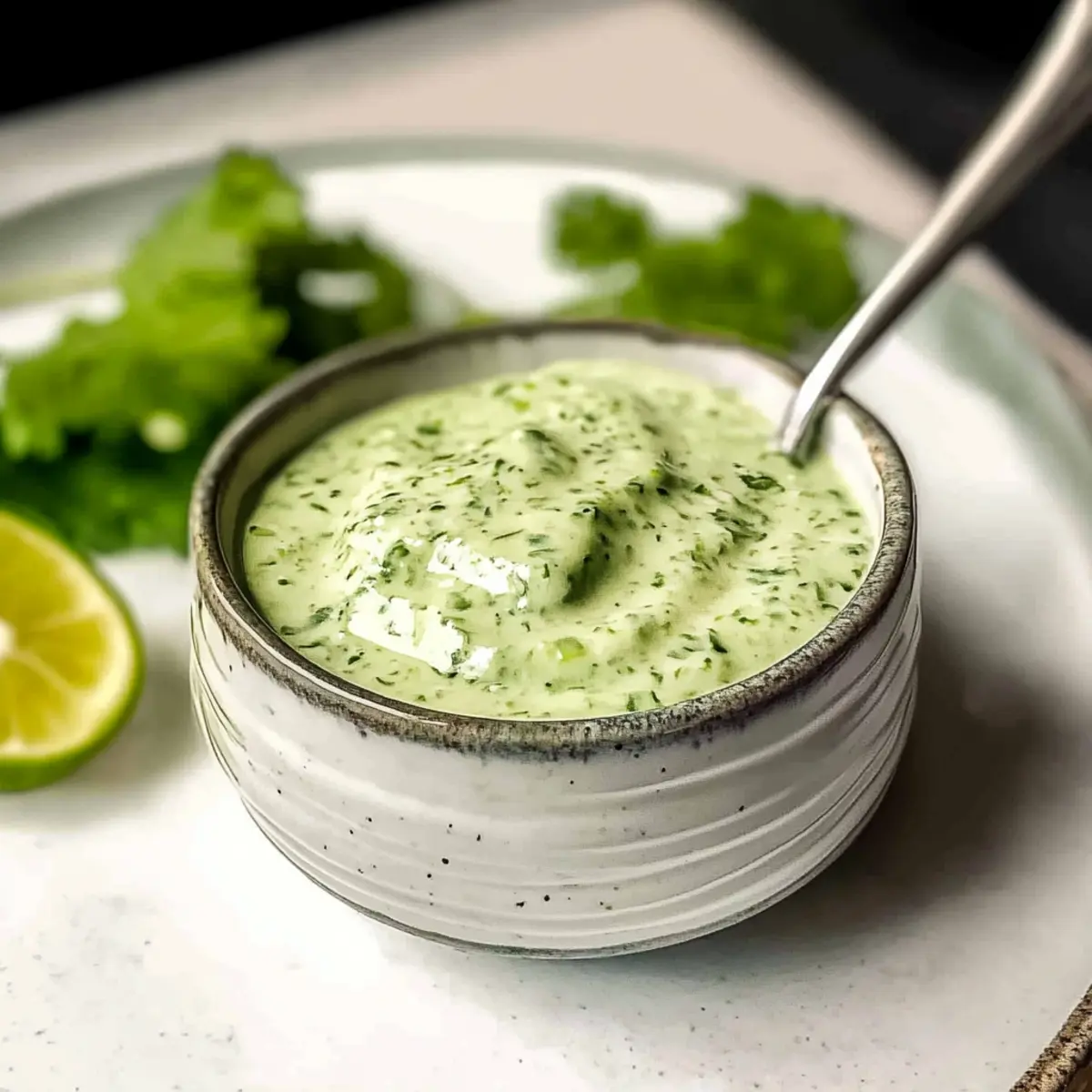 Creamy Cilantro Garlic Sauce With JalapeA±os Limes dtwnv8