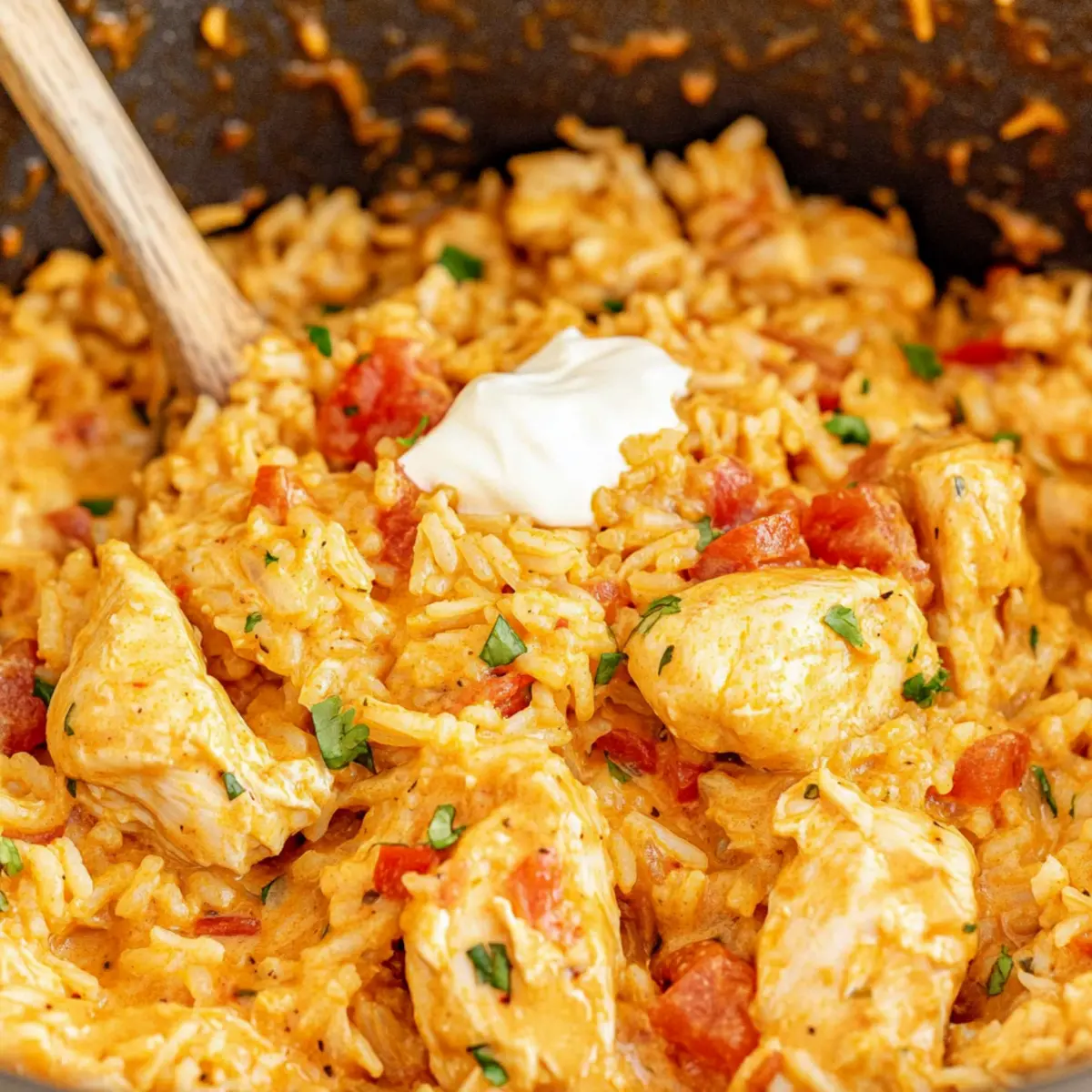 Easy One Pot Queso Chicken and Rice erplyz