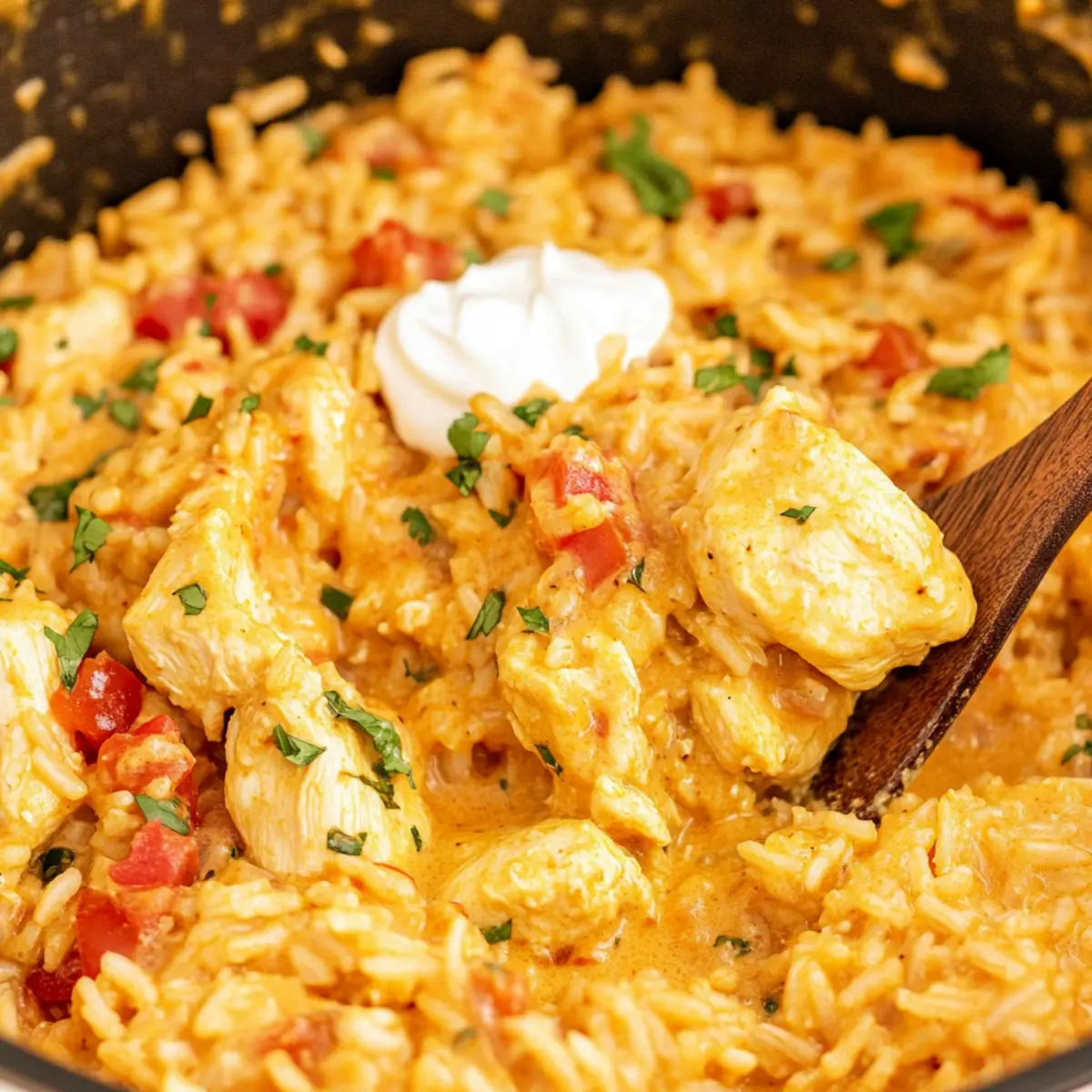 Easy One Pot Queso Chicken and Rice wdov05