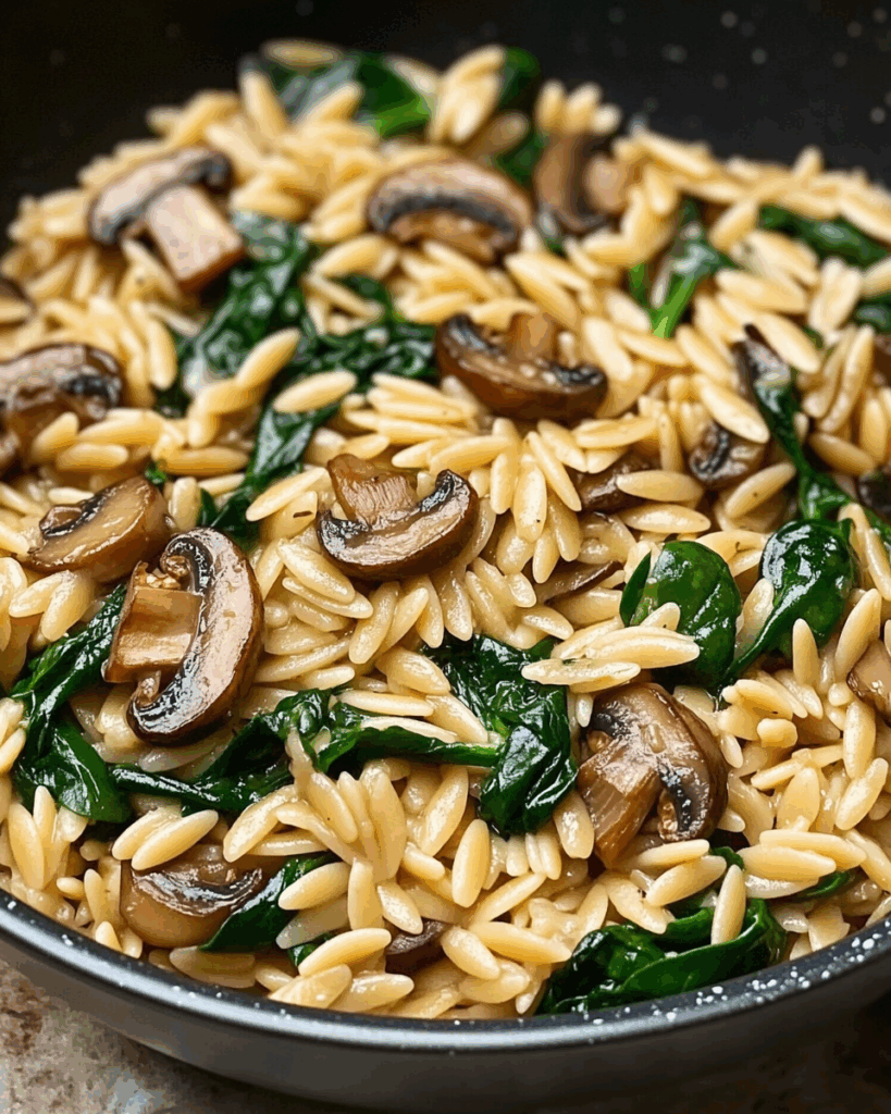 Garlic Butter Orzo with Mushrooms and Spinach 2
