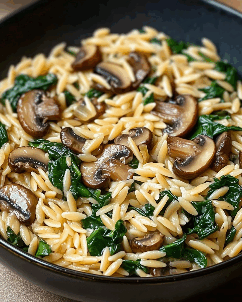 Garlic Butter Orzo with Mushrooms and Spinach 3