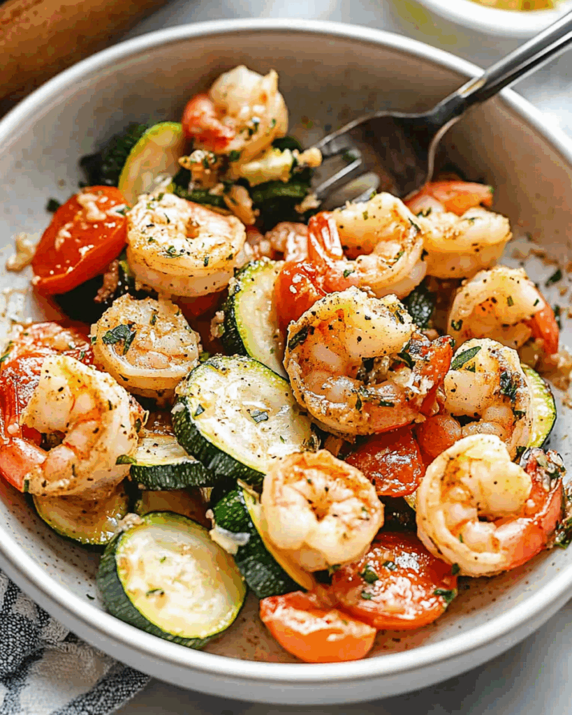 Garlic Parmesan Roasted Shrimp and Zucchini