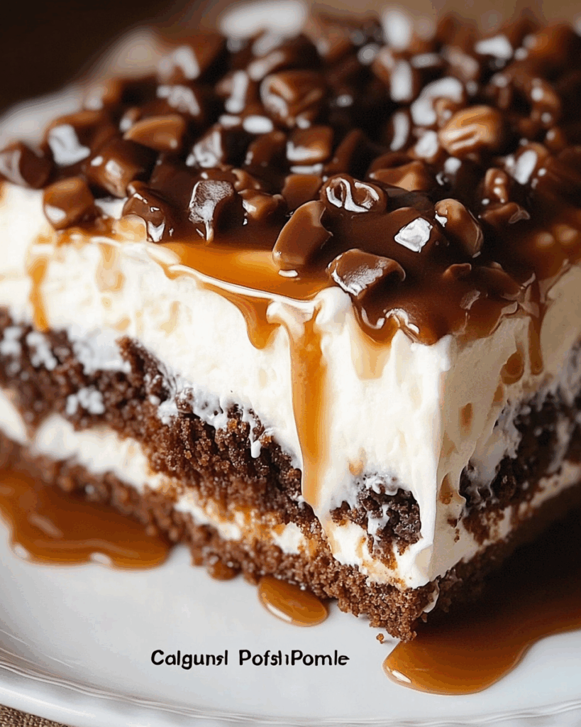 Gooey Caramel Turtle Poke Cake 3