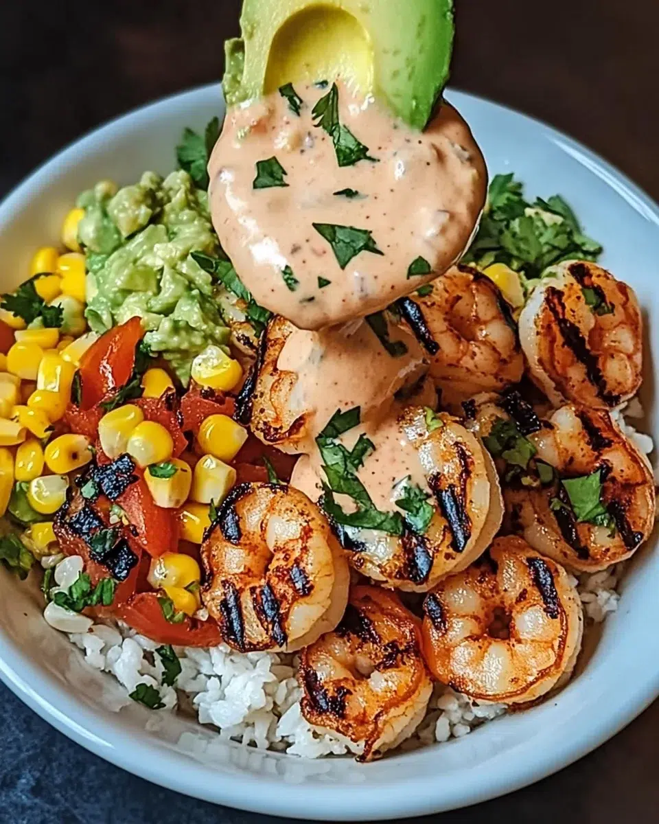 Grilled Shrimp Bowl with Avocado Corn Salsa delights your taste!
