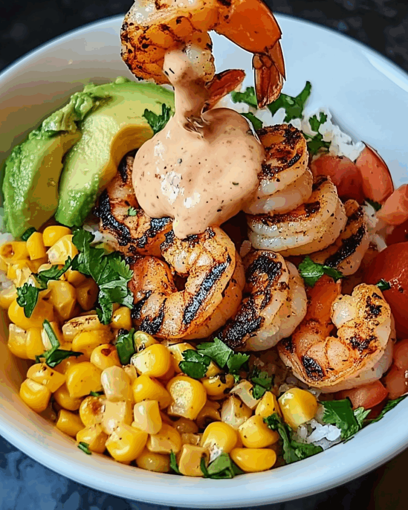 Grilled Shrimp Bowl with Avocado Corn Salsa 3 1