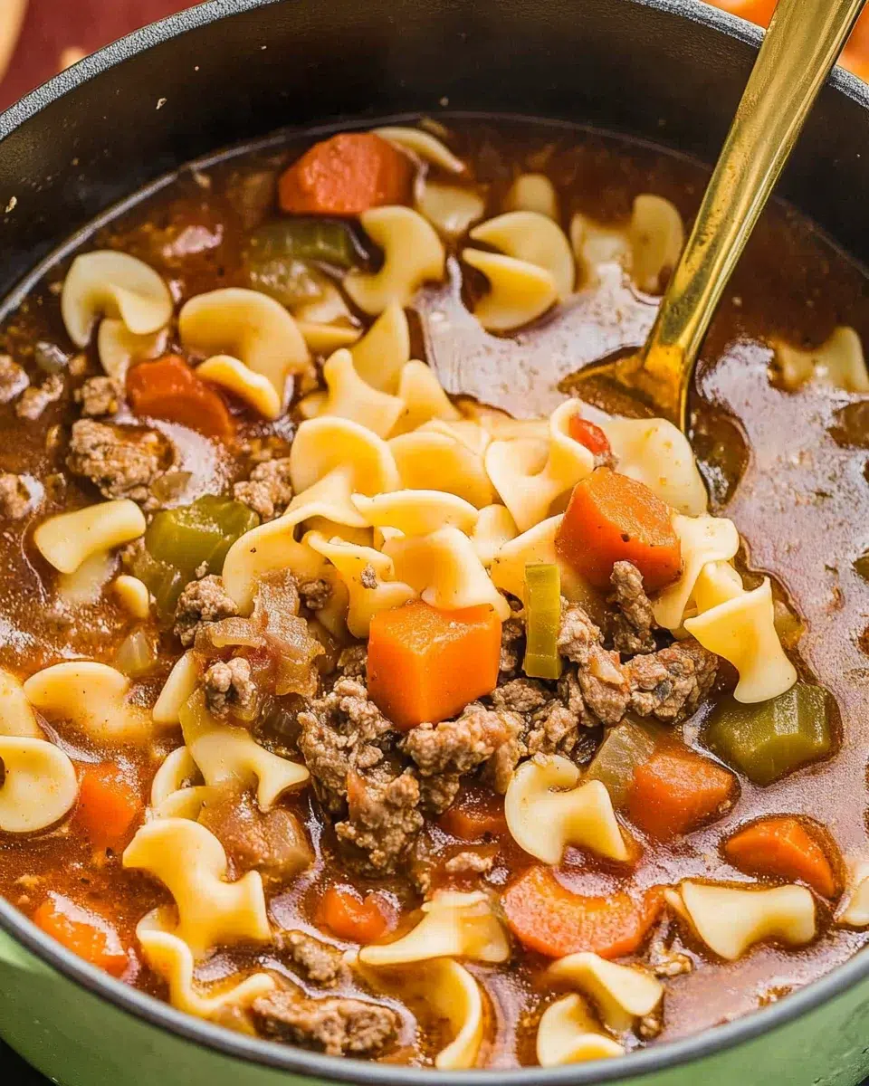 Hearty Vegetable Beef Noodle Soup will warm your soul!