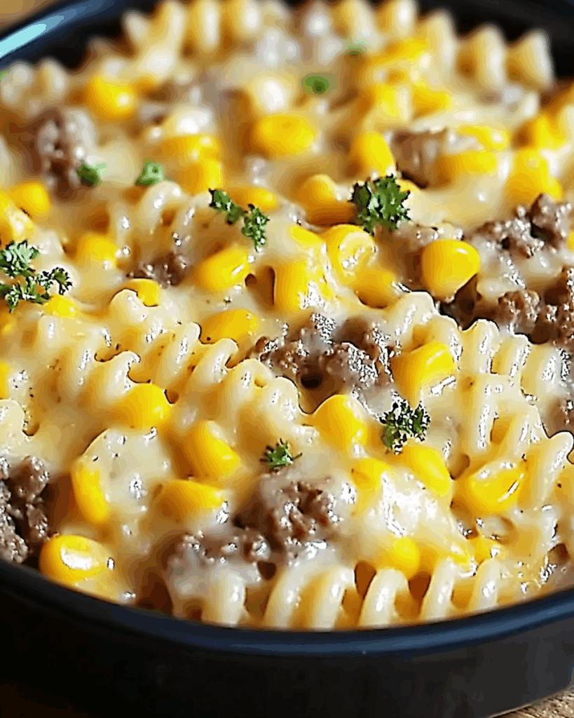 Loaded Cheddar Ranch Beef and Sweet Corn Rotini Bake 3
