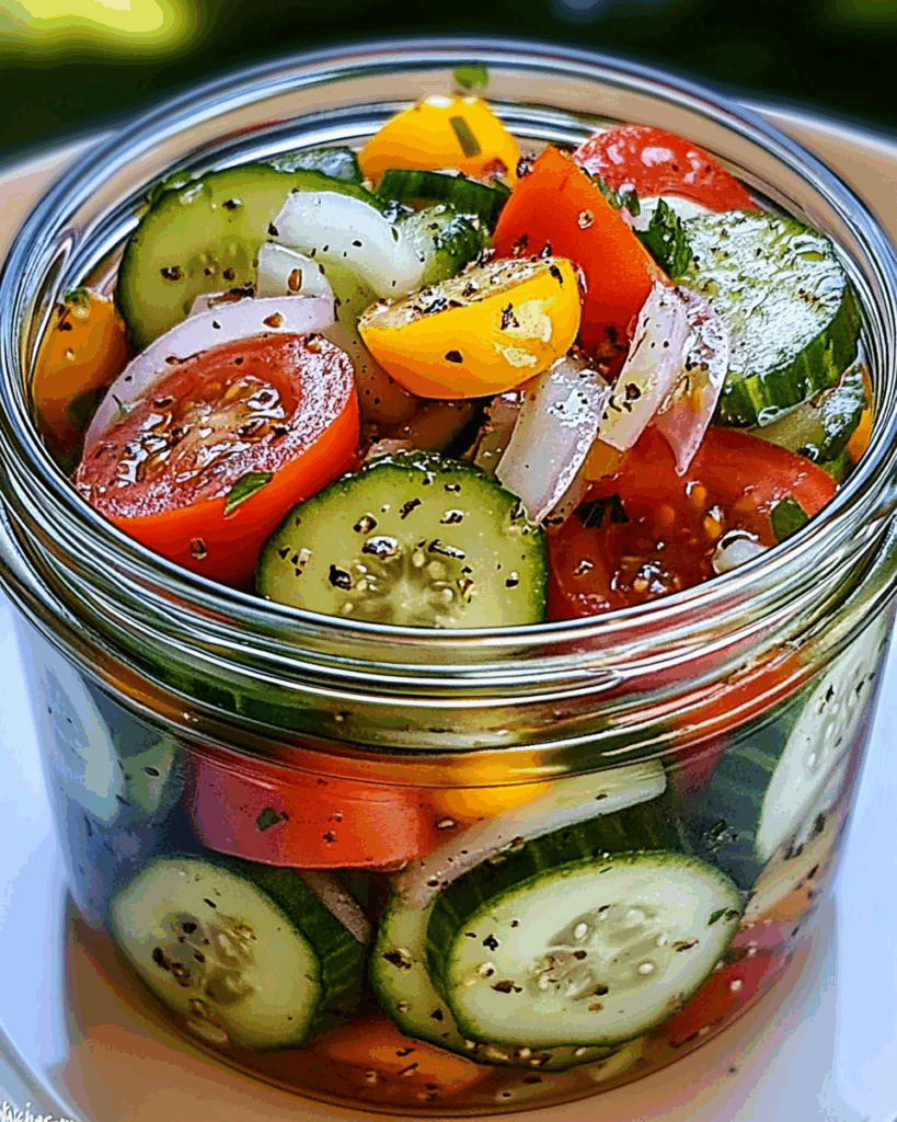 Marinated Cucumber Onion and Tomato Salad