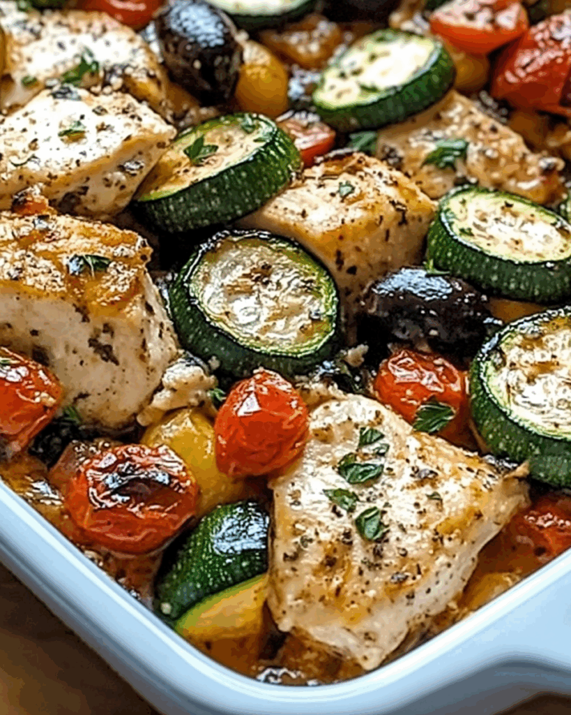 Mediterranean Chicken and Zucchini Bake