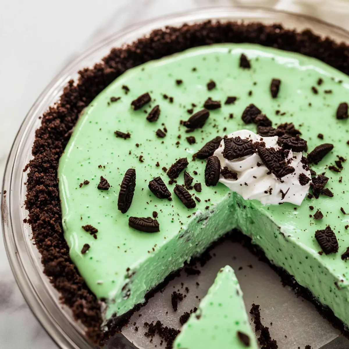 No Bake Mint Chocolate Pie tkmgci