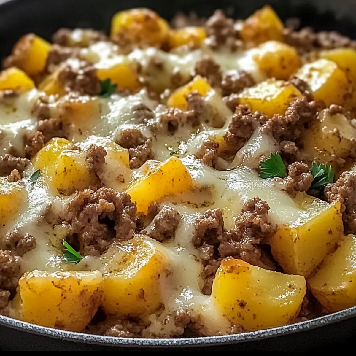 One Pan Cheesy Meat Potato Skillet bf5yez