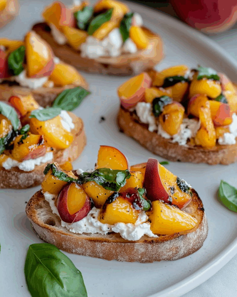 Peach Bruschetta with Whipped Ricotta