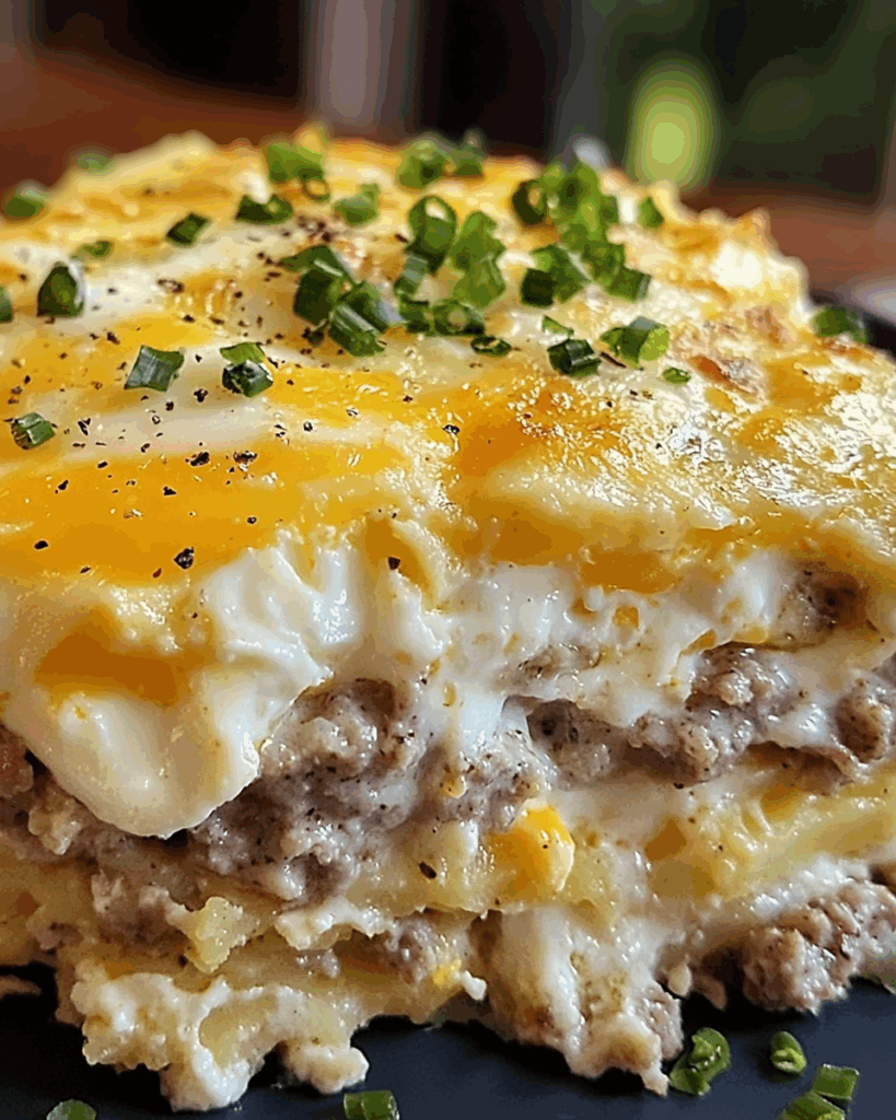 Sausage Egg and Cream Cheese Hashbrown Casserole 3