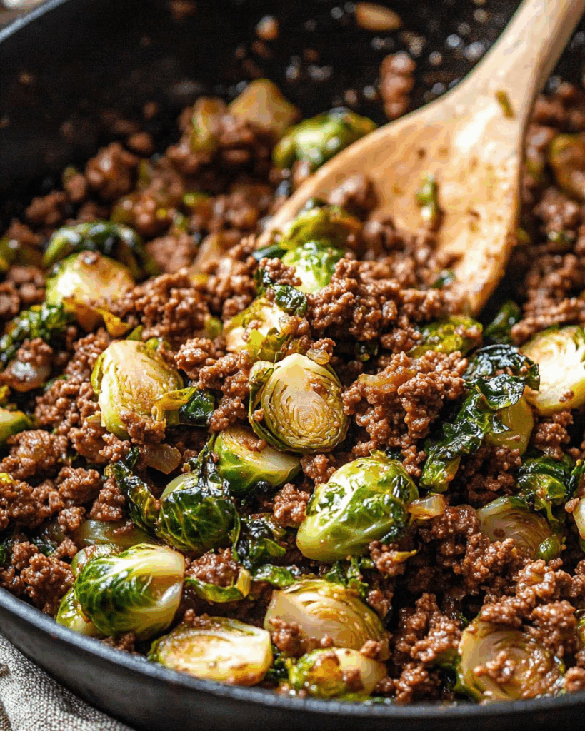 Savory Ground Beef and Brussels Sprouts Skillet 2