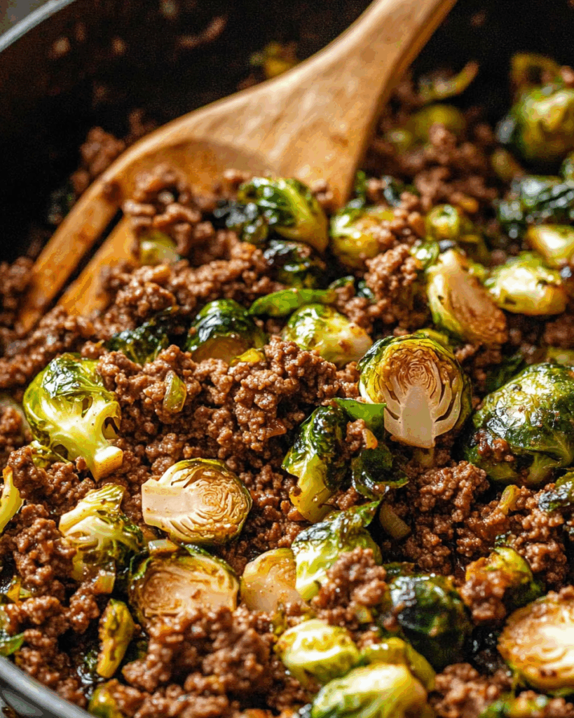 Savory Ground Beef and Brussels Sprouts Skillet 3