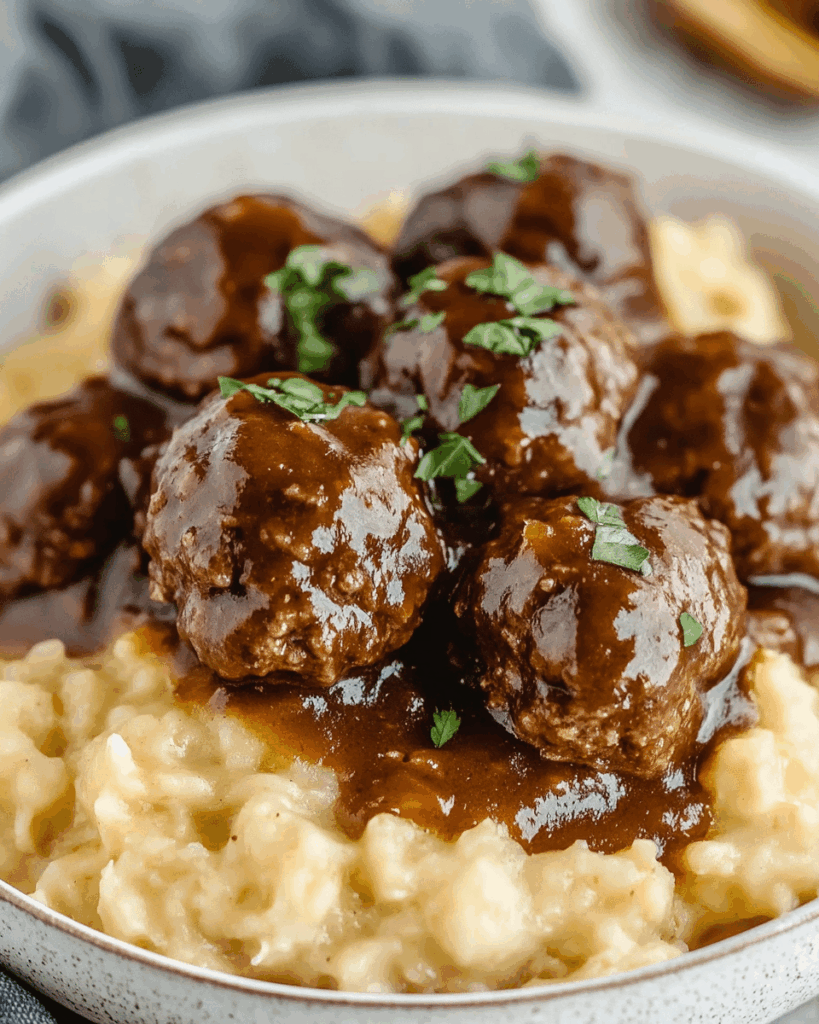 Savory Slow Cooker Salisbury Steak Meatballs 2