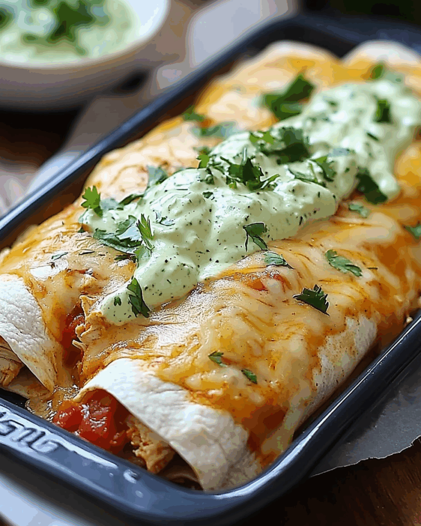 Smothered Baked Chicken Burritos