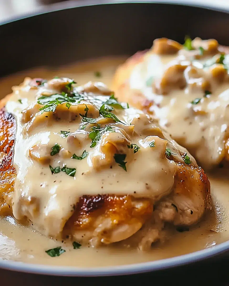 Smothered Chicken with Creamy Gravy makes dinner easy!