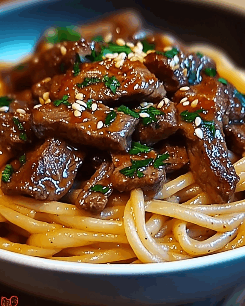 Sweet and Spicy Garlic Steak Pasta 2