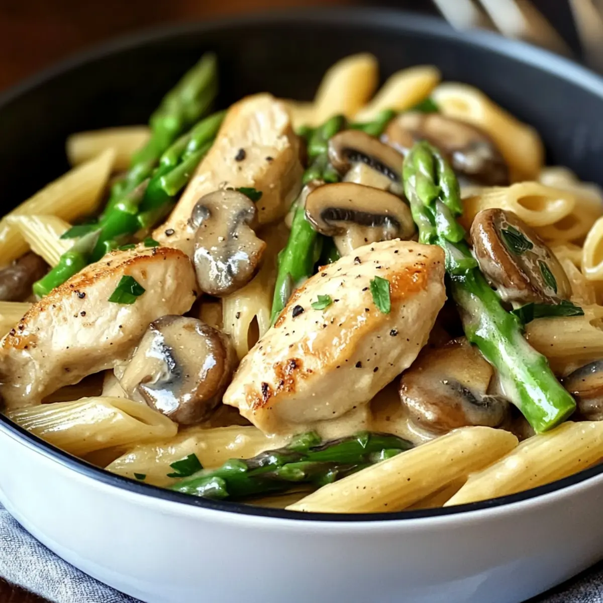 Creamy Mushroom and Asparagus Chicken Penne in Just 30 Minutes