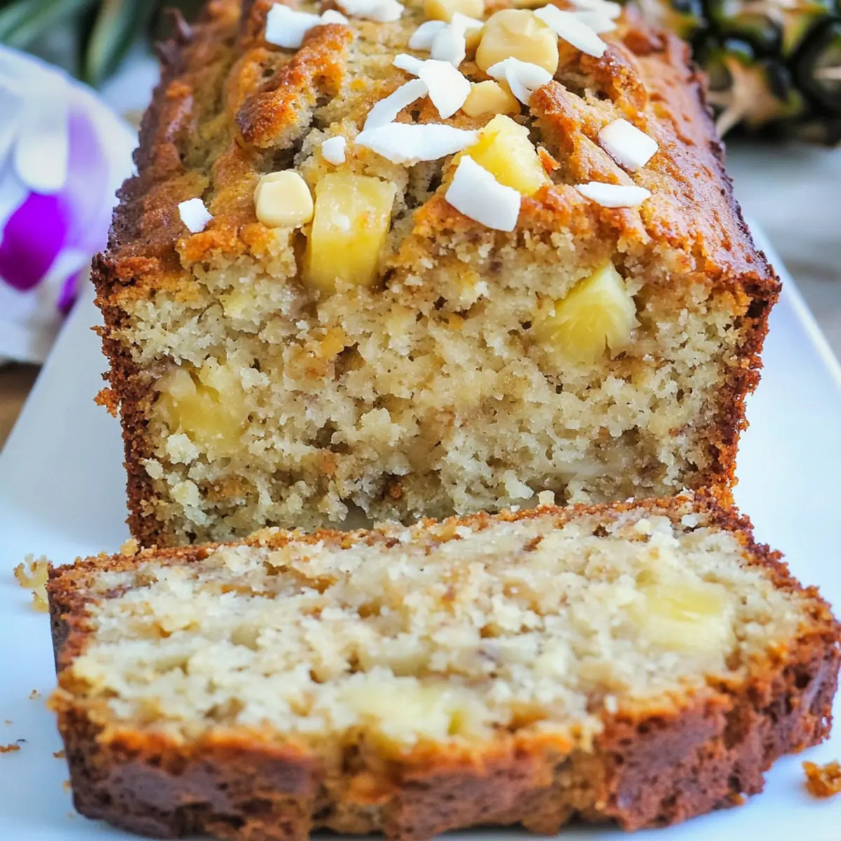 Hawaiian Banana Bread with Pineapple, Coconut & Macadamia Nuts Delight