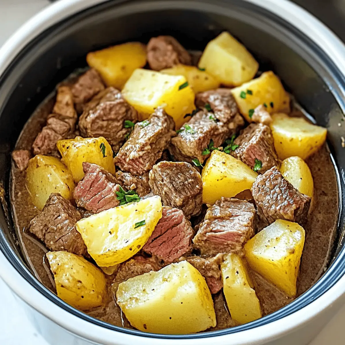 Slow Cooker Steak and Cheddar Potato Casserole Bliss