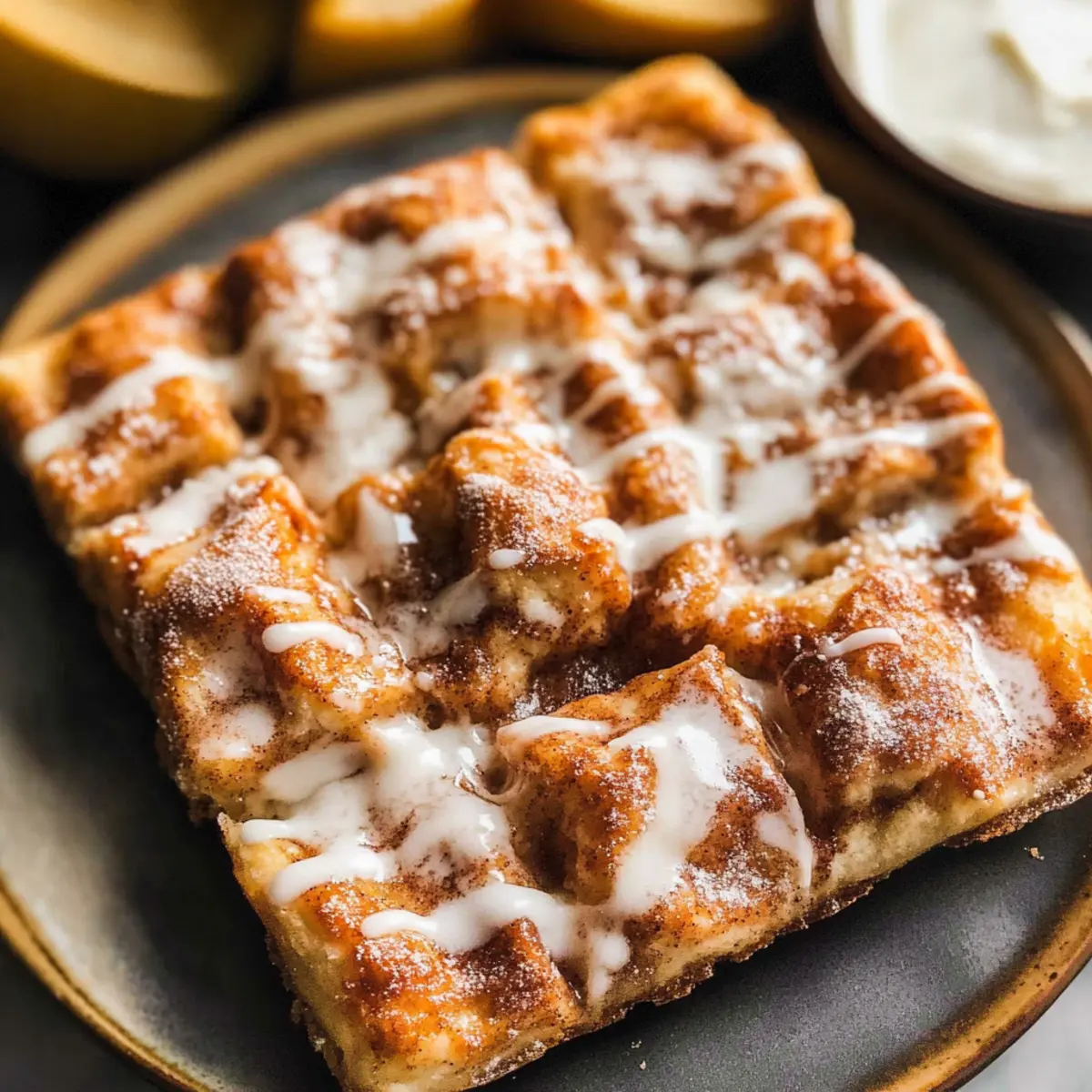 Irresistible Cinnamon Focaccia with Creamy Icing Drizzle