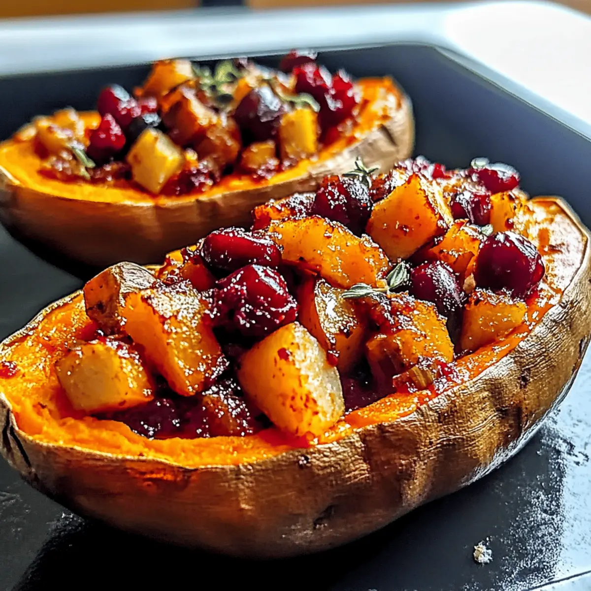 Cozy Cranberry Apple Twice-Baked Sweet Potatoes Delight