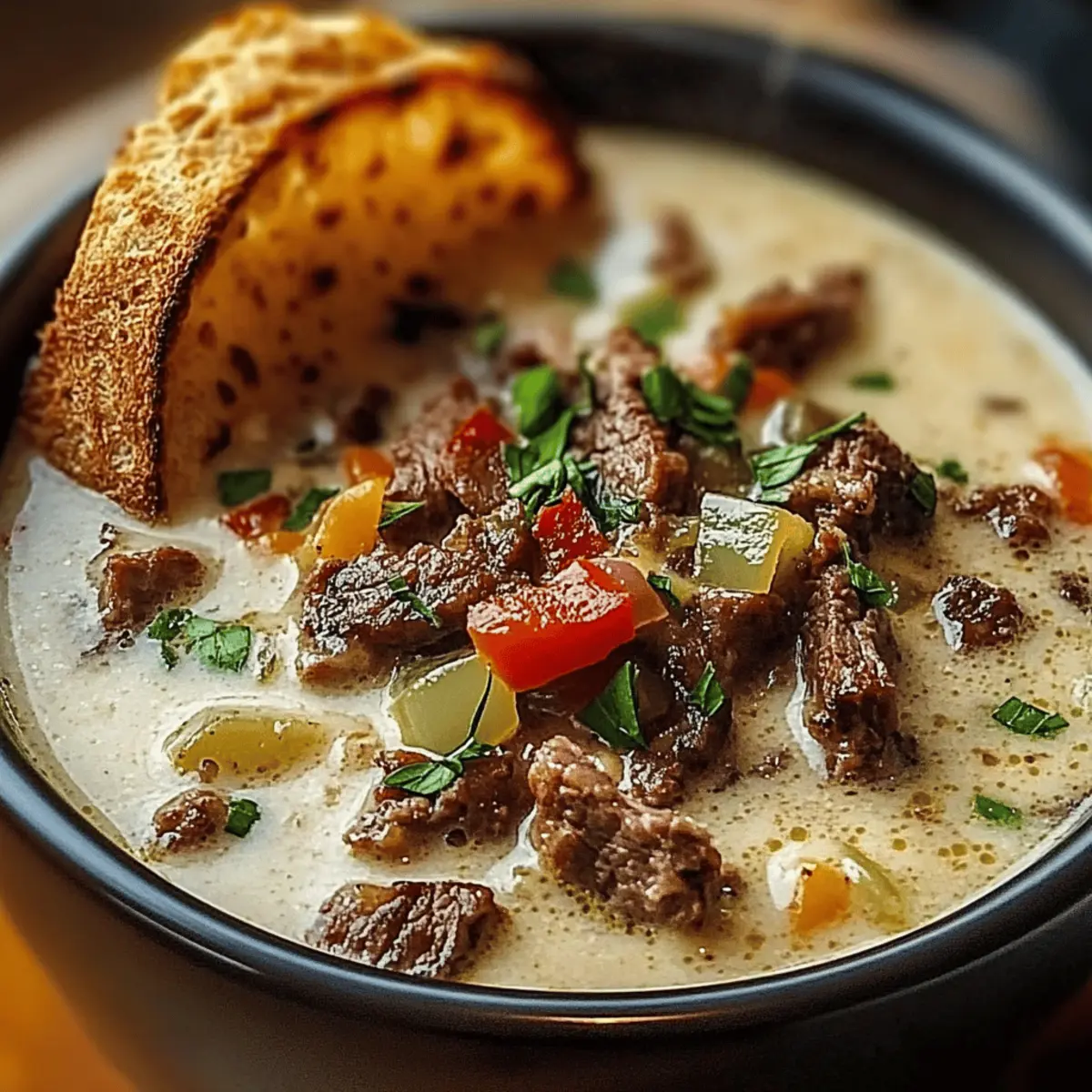 Creamy Philly Cheesesteak Soup for Ultimate Comfort Food