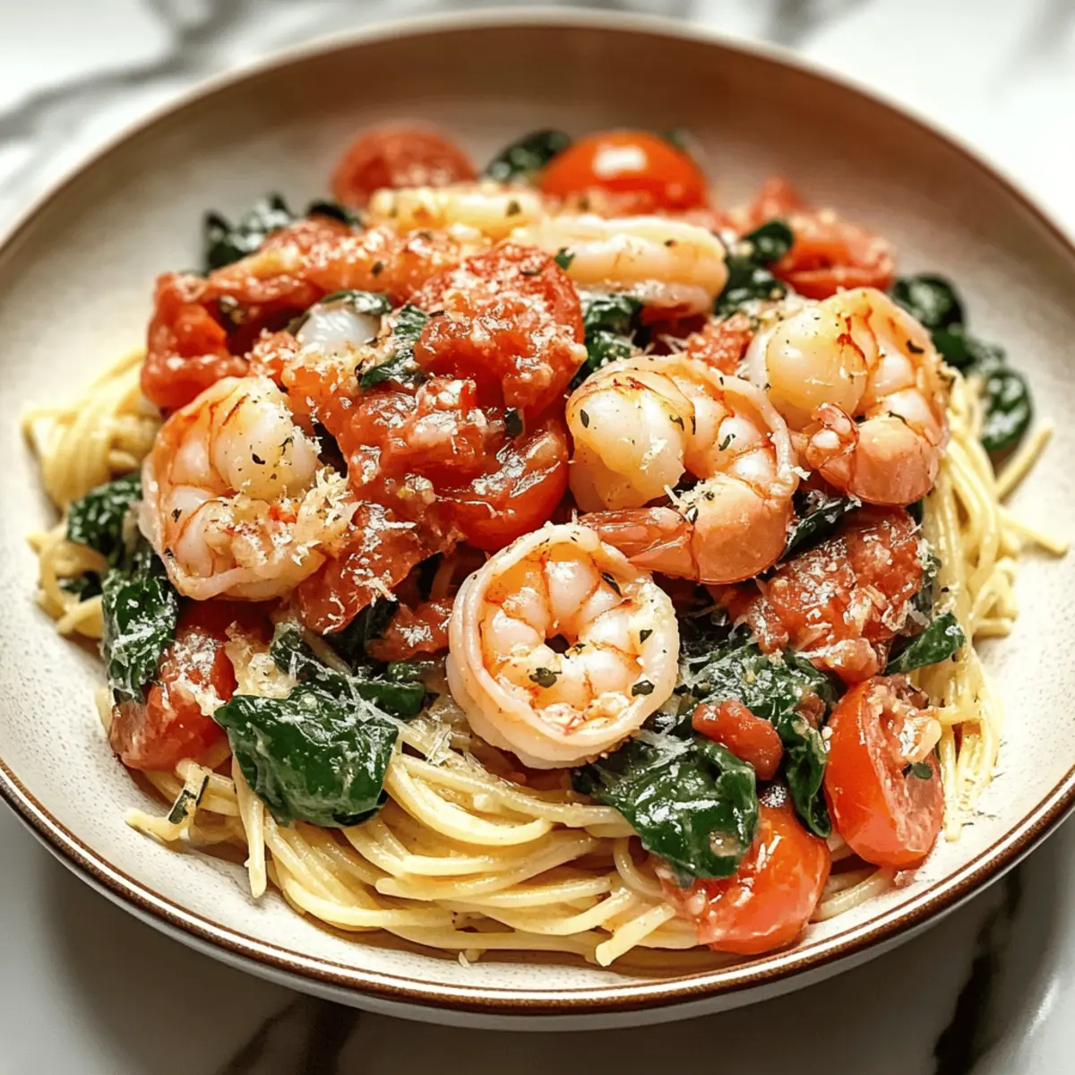 Tomato Spinach Shrimp Pasta cren46