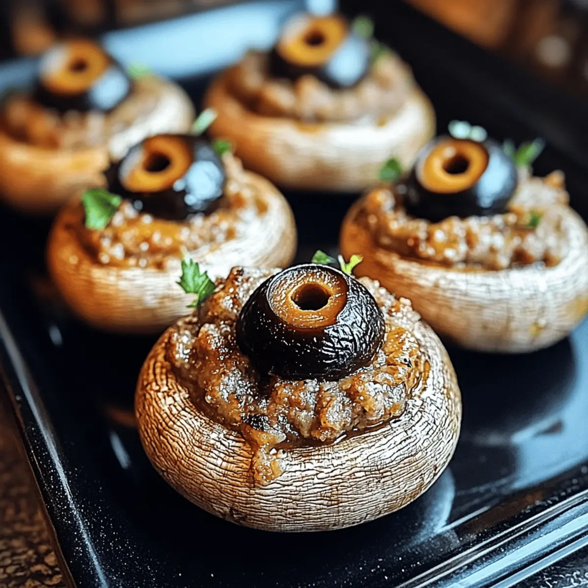 Deliciously Spooky Stuffed Mushroom Eyeballs for Halloween Fun