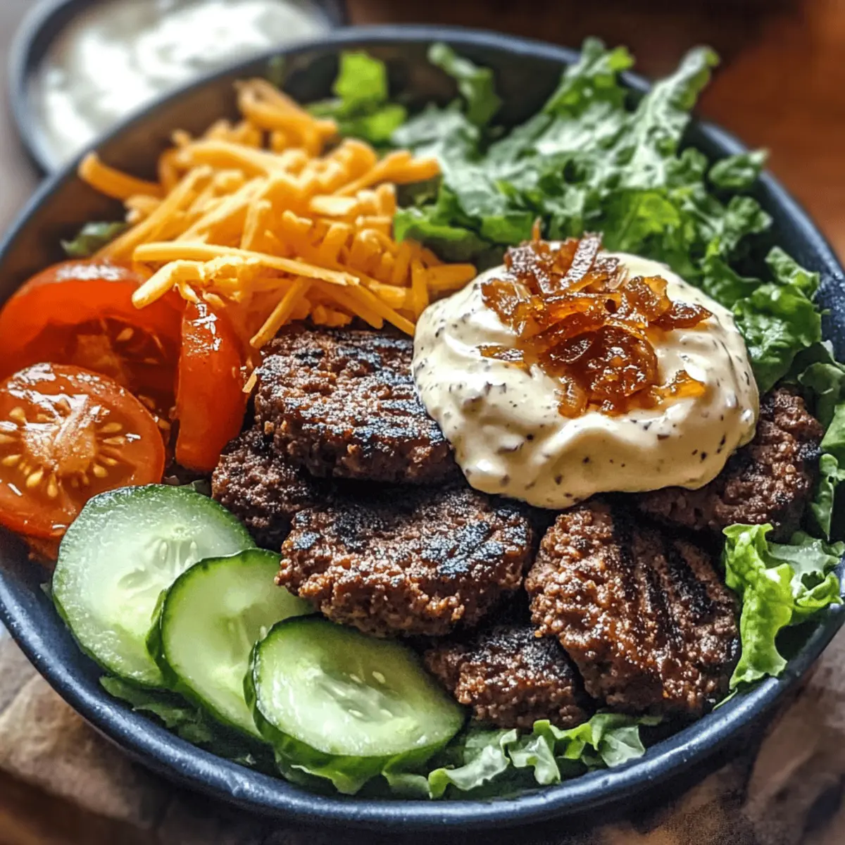 Burger Bowls with Caramelized Onion Aioli yln8g2