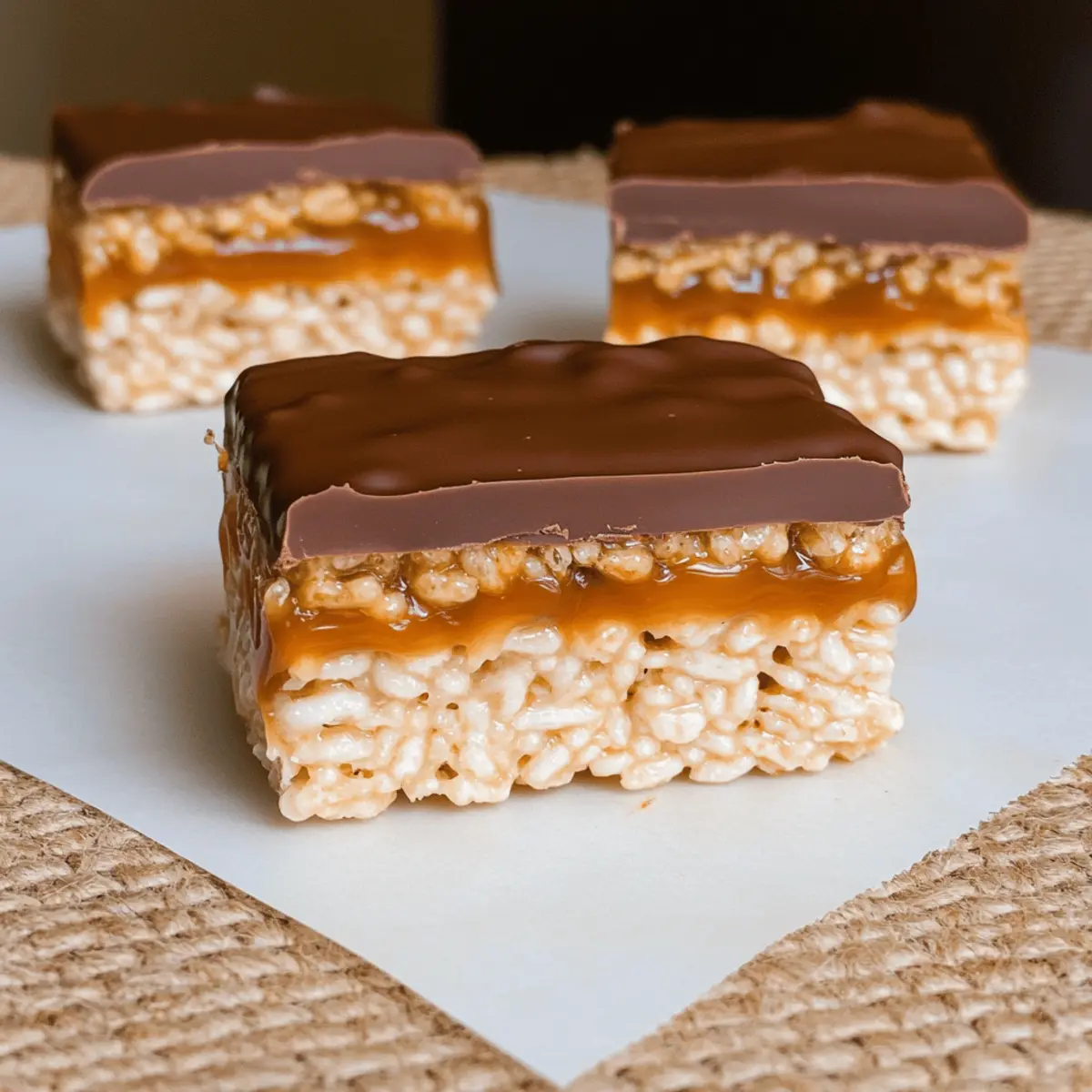 Chocolate Caramel Rice Krispie Squares enbhy3