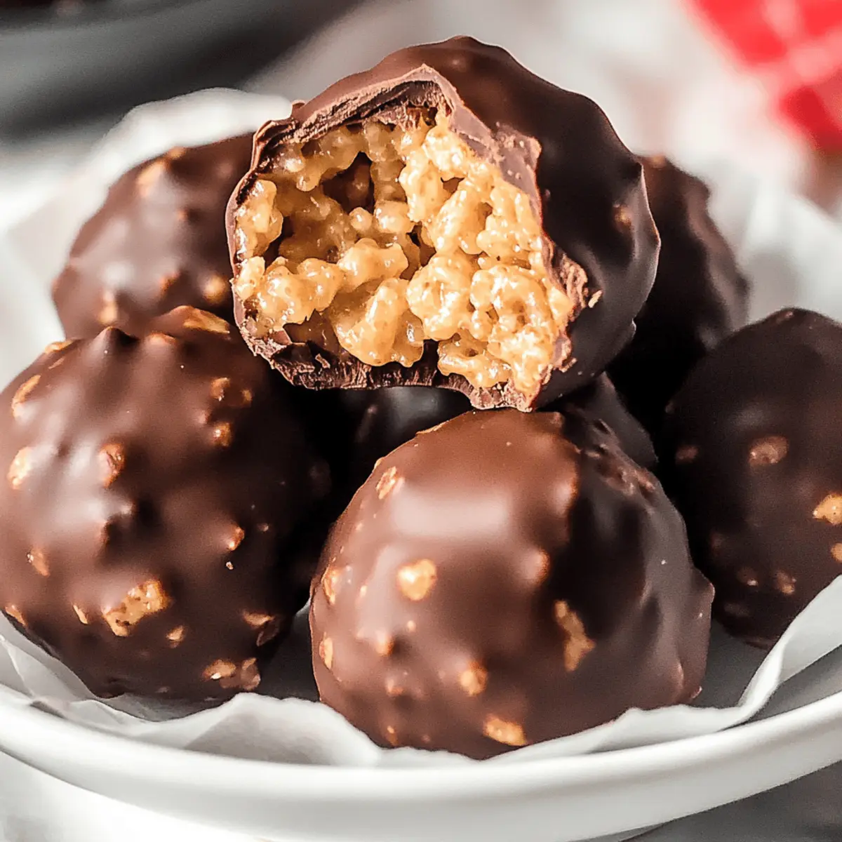 Chocolate Covered Peanut Butter Balls with Rice Krispies crnlef