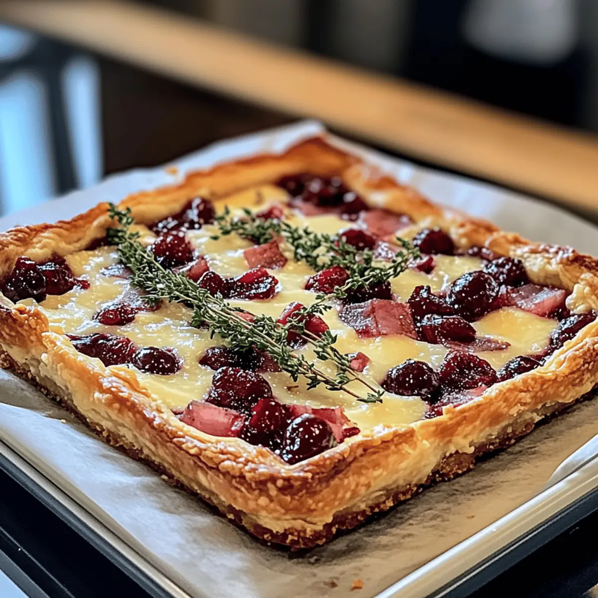 Delicious Cranberry Brie Tart with Pancetta & Thyme Delight