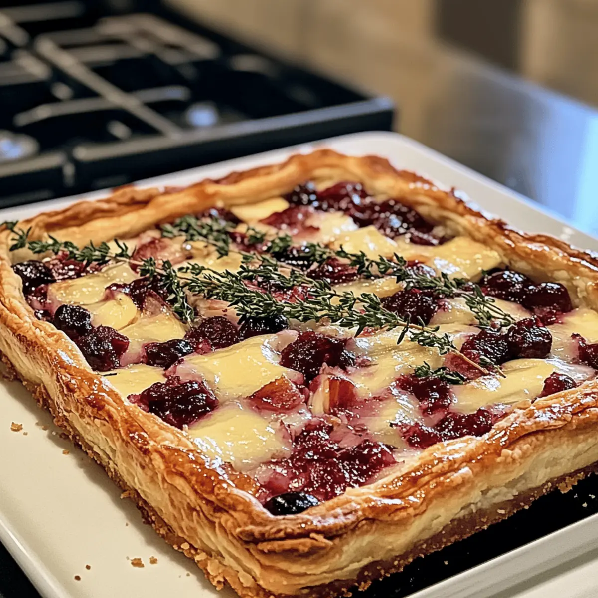 Cranberry Brie Tart with Pancetta Thyme pgarzn