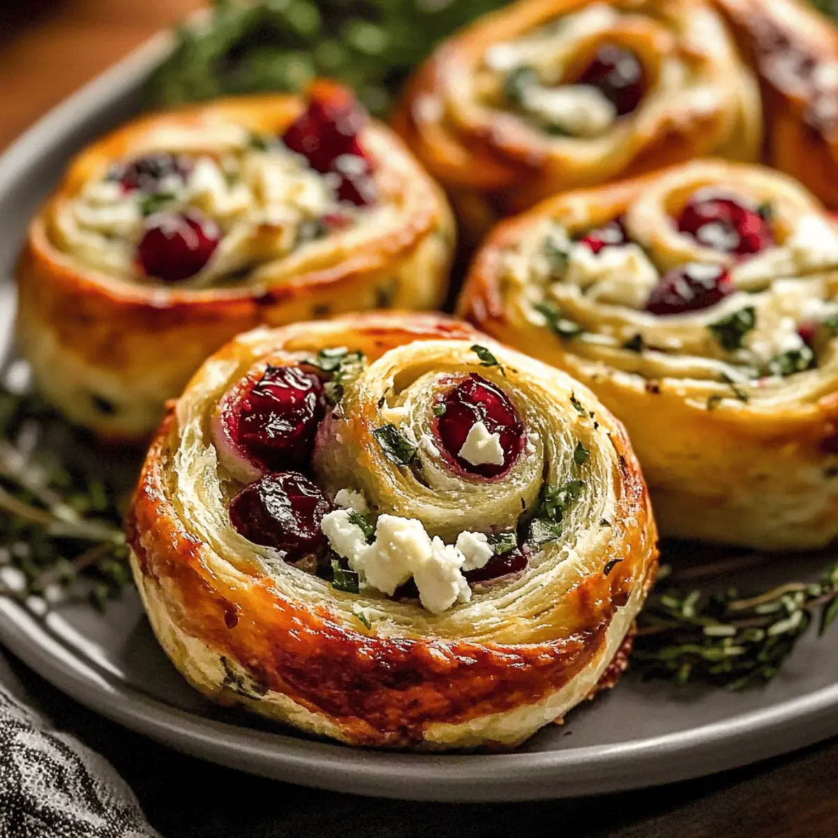 Cranberry Cream Cheese Pinwheels with Feta & Herbs Delight