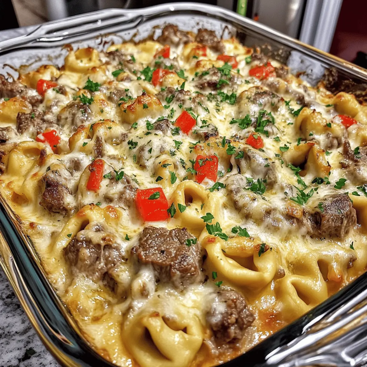 Golden Cheese Steak Tortellini Casserole ukdug7