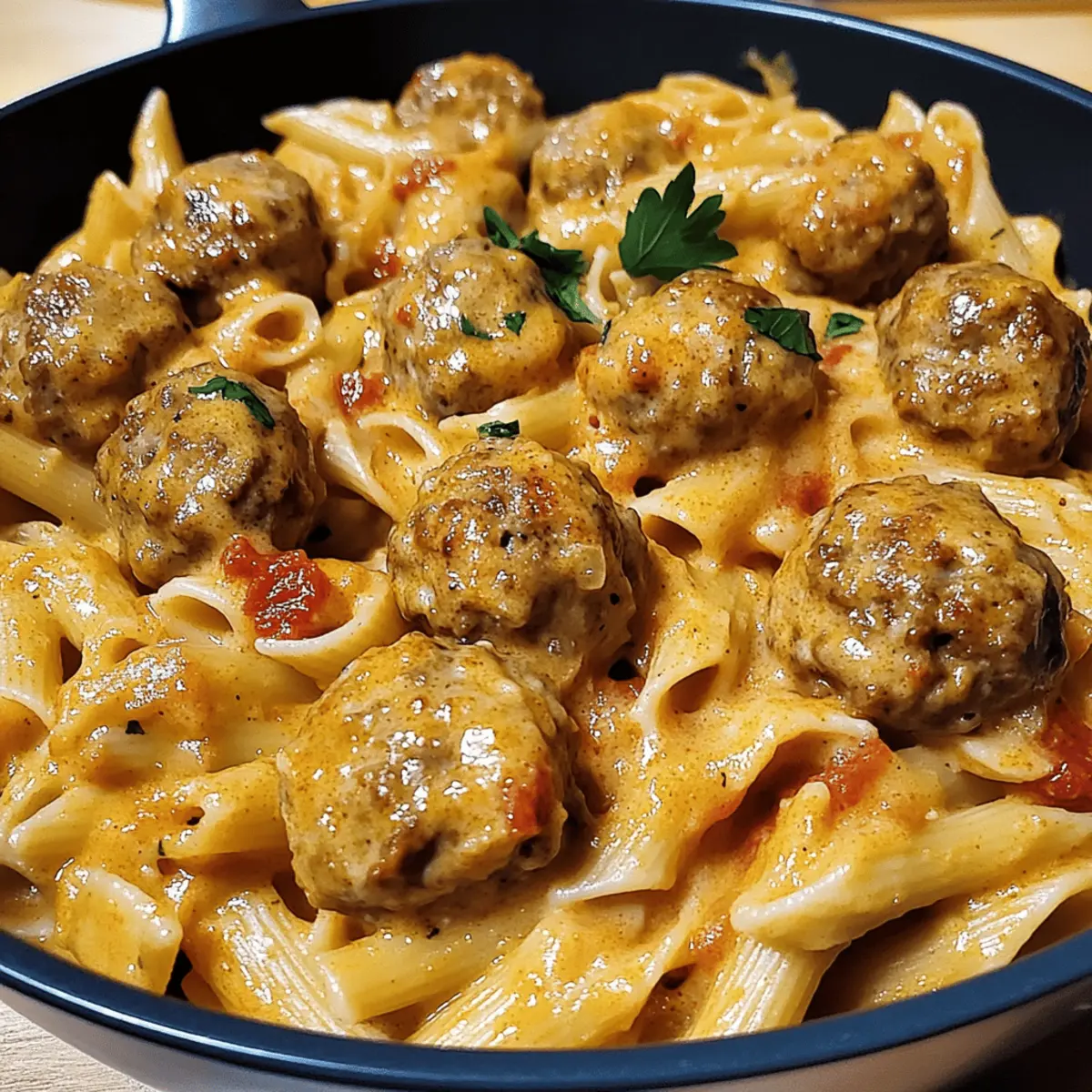 One Pot Creamy Cajun Meatball Pasta isvbpd