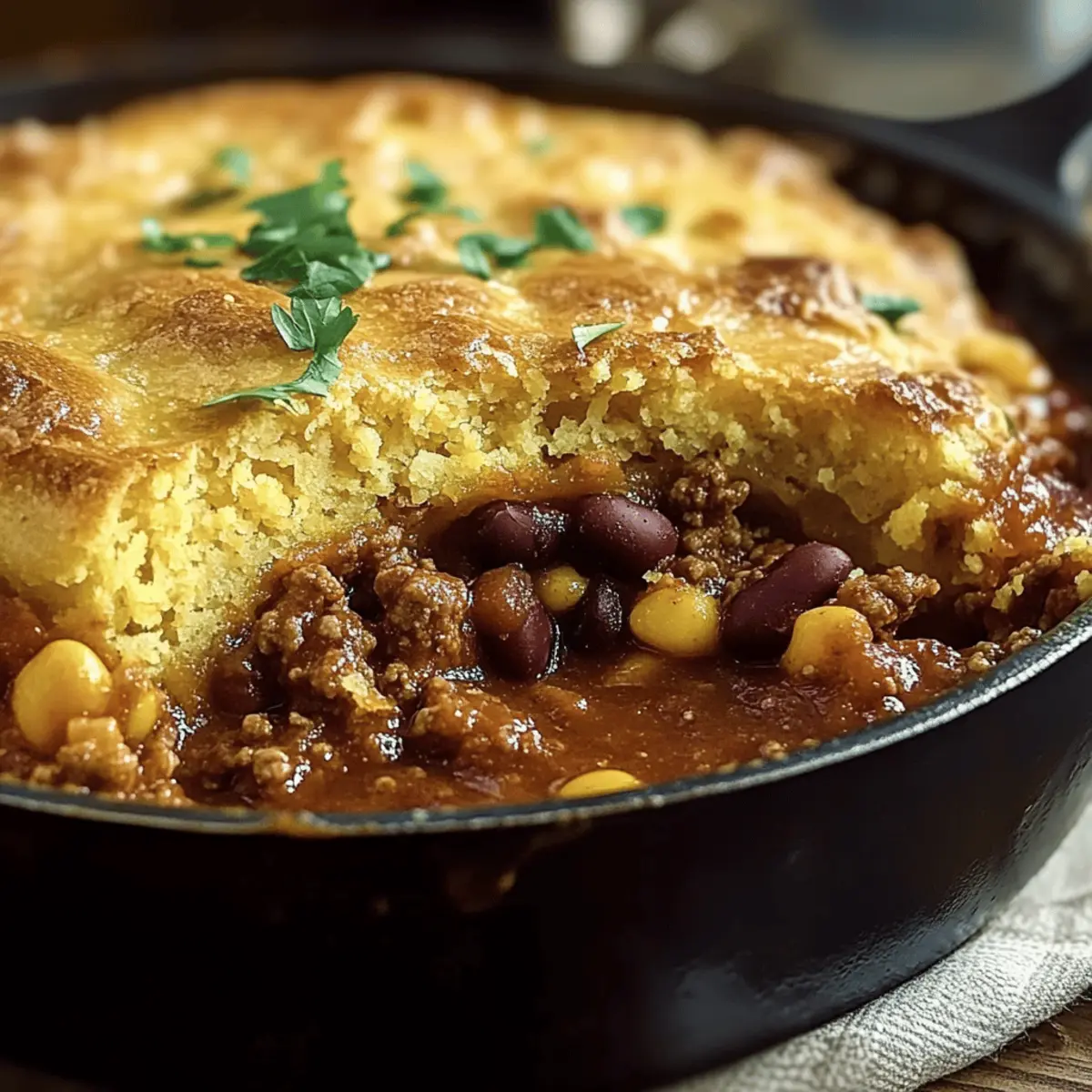Skillet Chili Cornbread Pot Pie o4ptvy