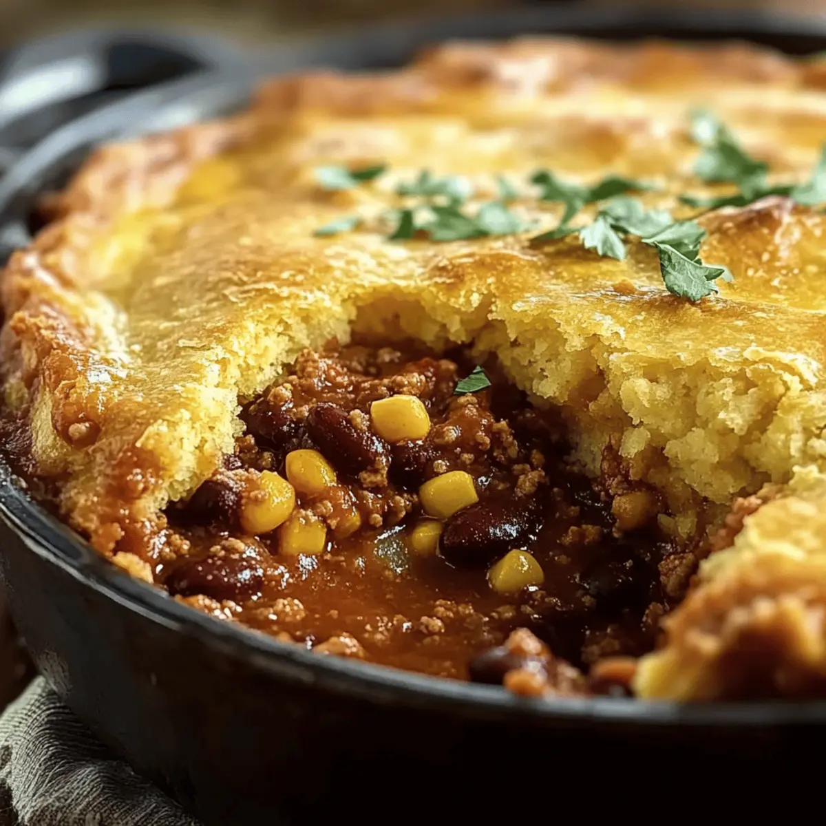 Skillet Chili Cornbread Pot Pie: Cozy Comfort in One Pan